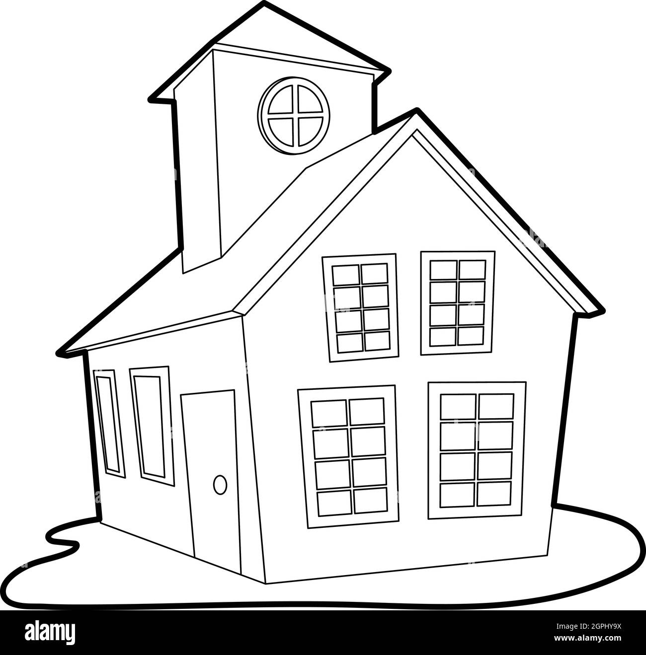 Casa Colorata, l'icona di stile di contorno Illustrazione Vettoriale
