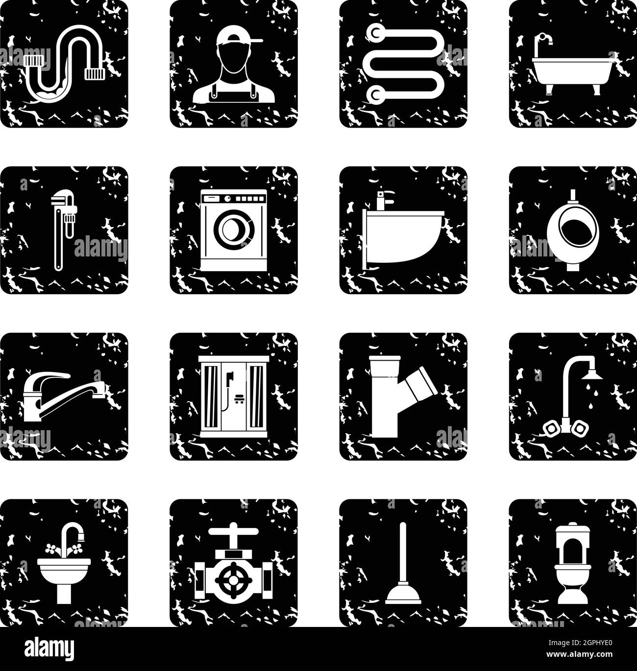 Plumbing set di icone, stile semplice Illustrazione Vettoriale