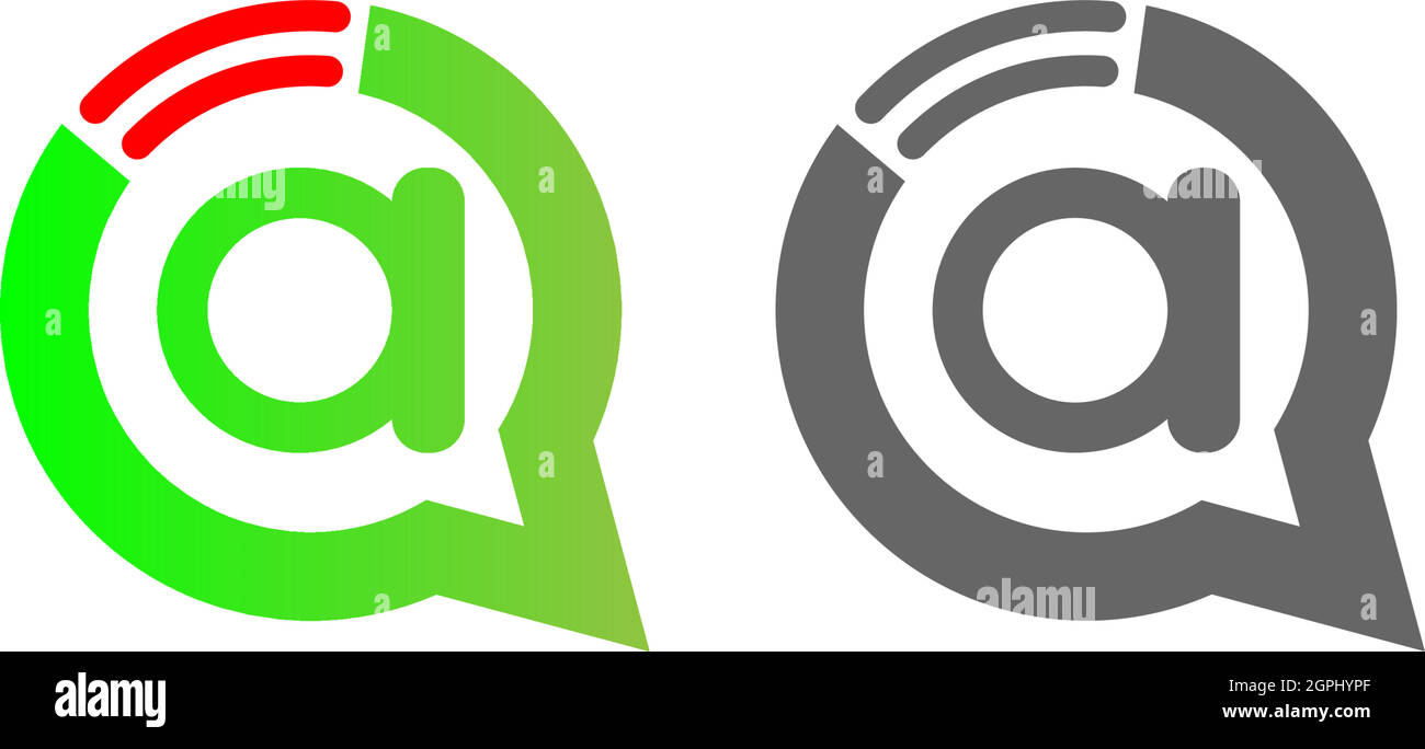 Lettera A Internet wireless nel logo del fumetto della chat Illustrazione Vettoriale