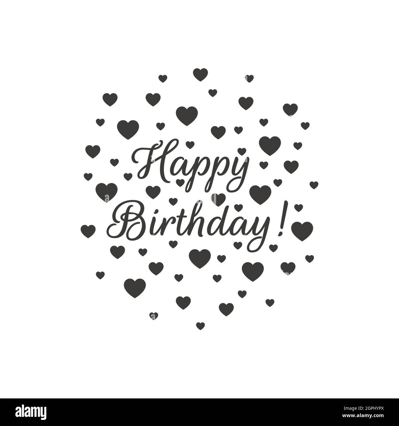 Buon compleanno scritta con cuori Illustrazione Vettoriale