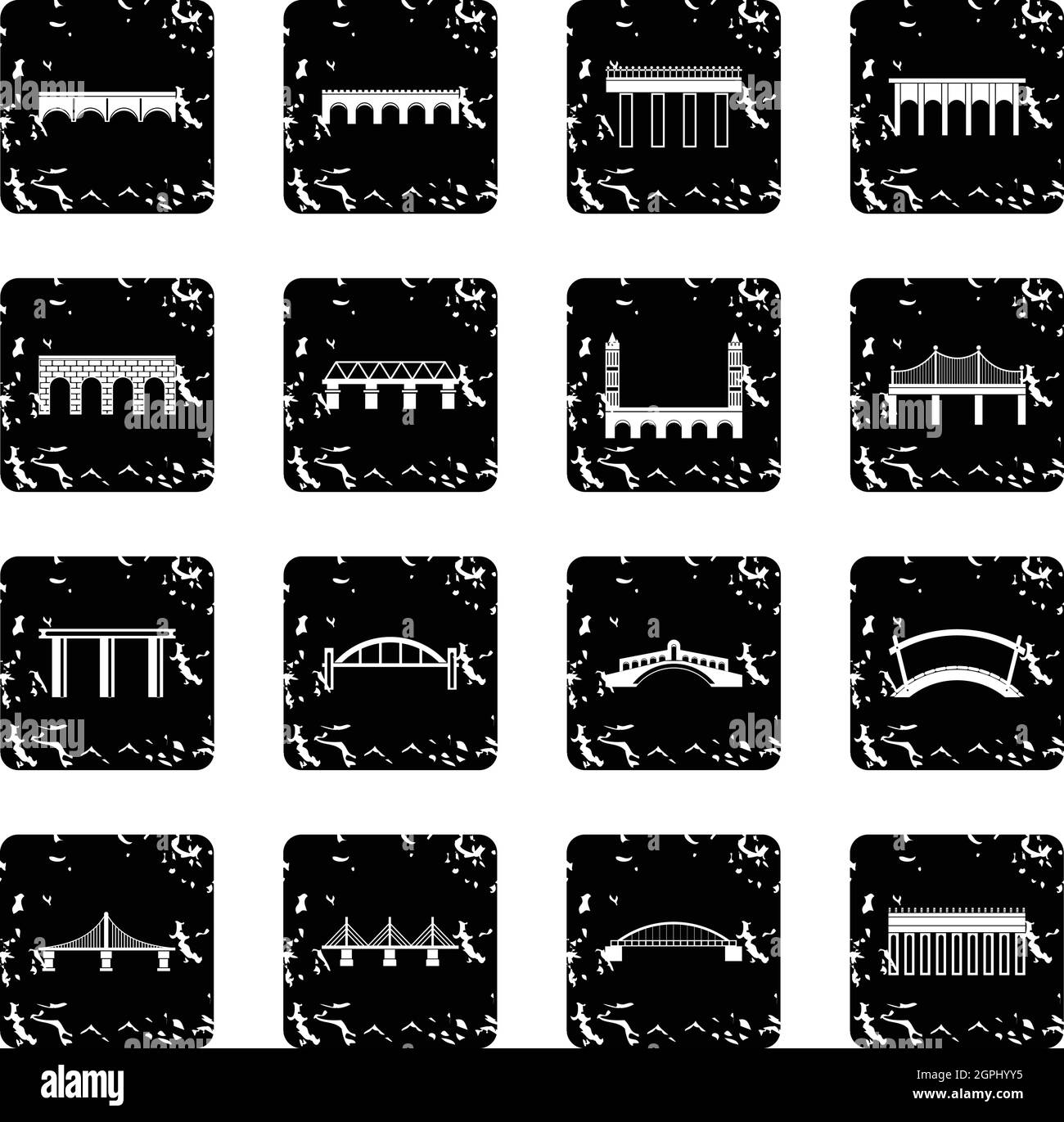 Ponte set set di icone, stile grunge Illustrazione Vettoriale