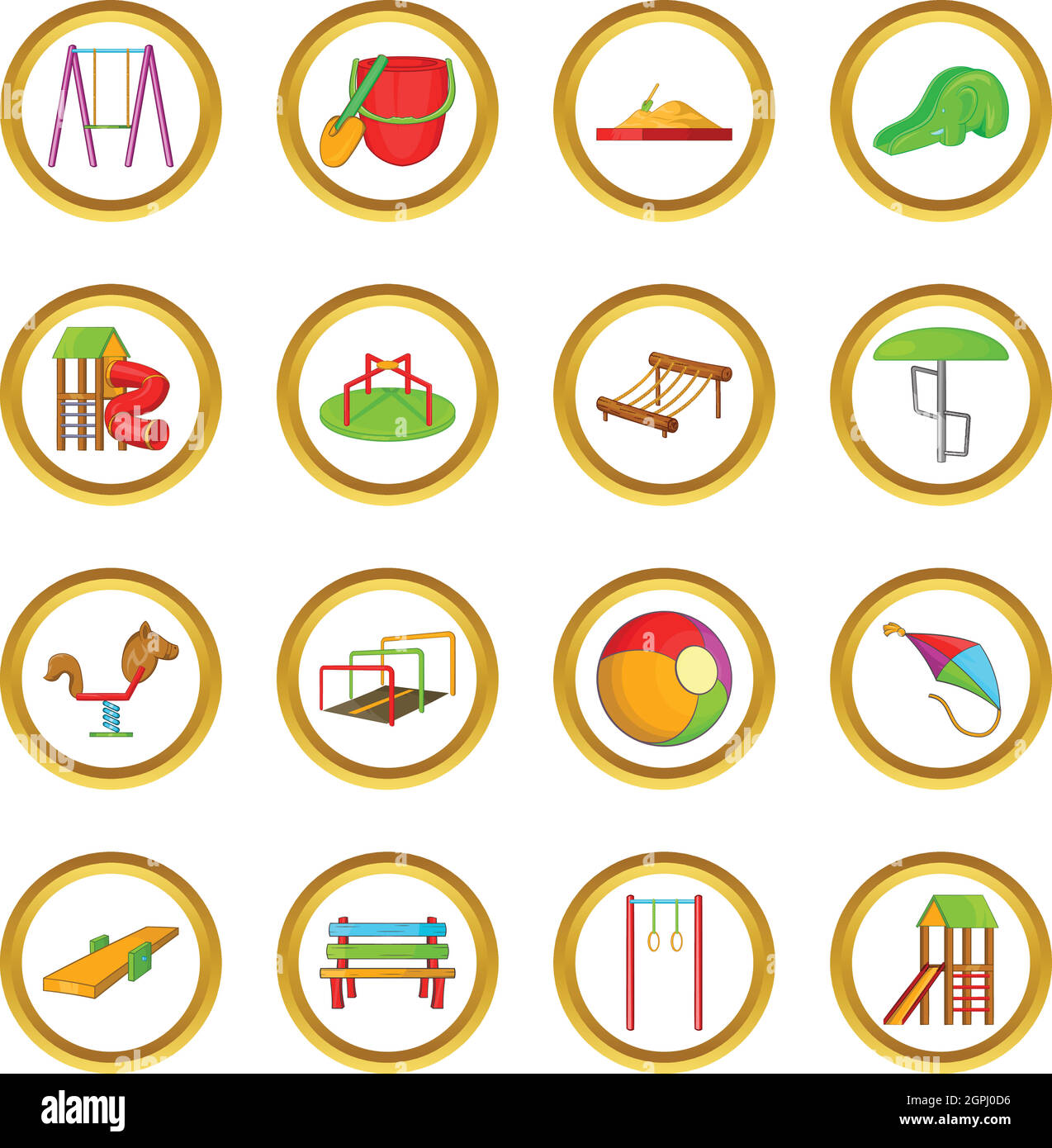 Parco giochi set di vettore, stile cartoon Illustrazione Vettoriale