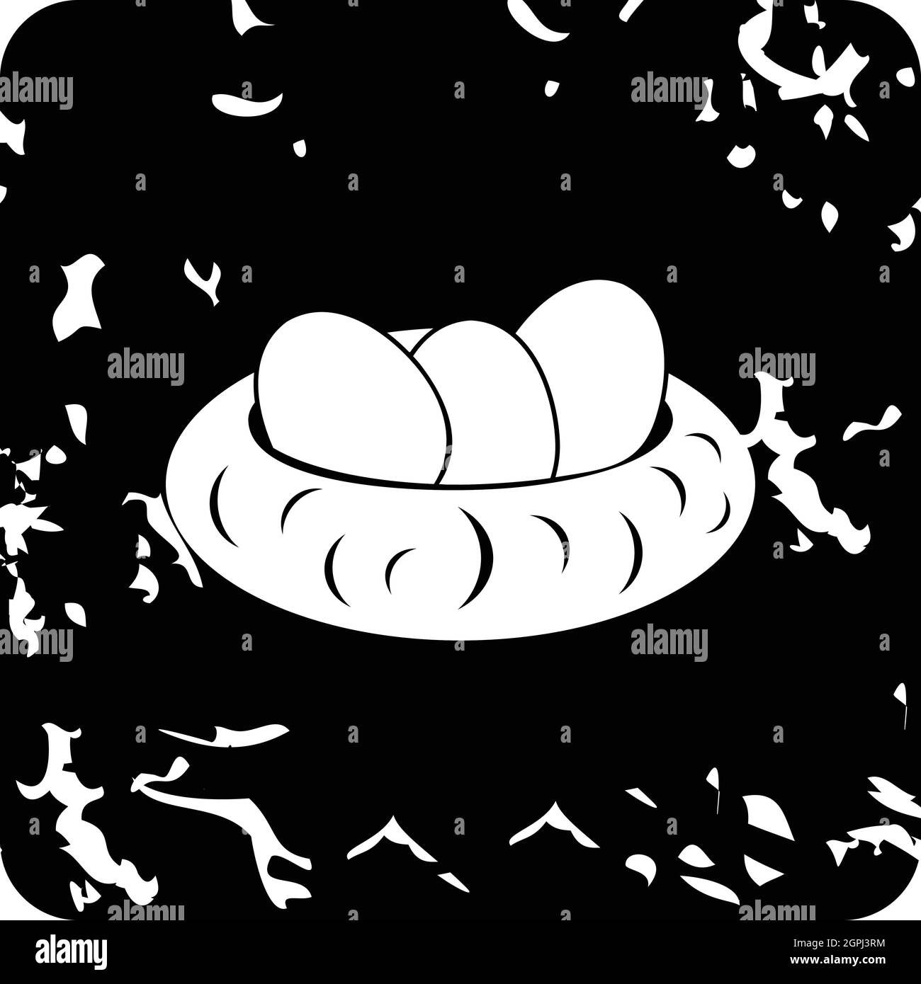 Nido con uova, icona di stile grunge Illustrazione Vettoriale