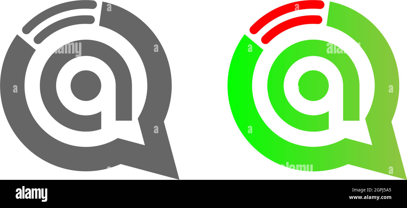 Lettera A Internet wireless nel logo del fumetto della chat Illustrazione Vettoriale