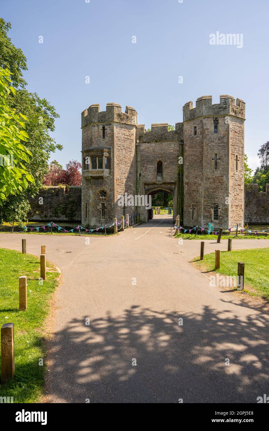 Ingresso al palazzo vescovile pozzi Somerset Foto Stock