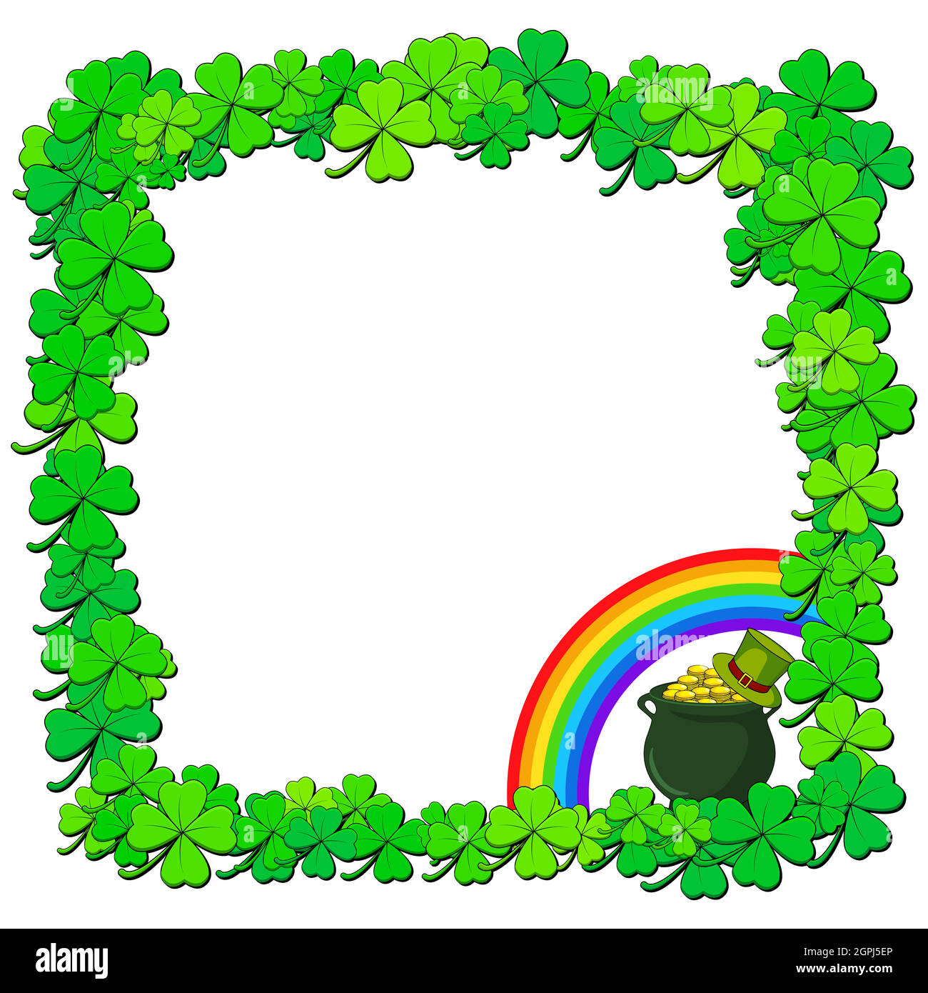 San patricks giorno confine. Frame vettoriale con shamrock o trifoglio. Immagine con spazio per la copia. Illustrazione Vettoriale