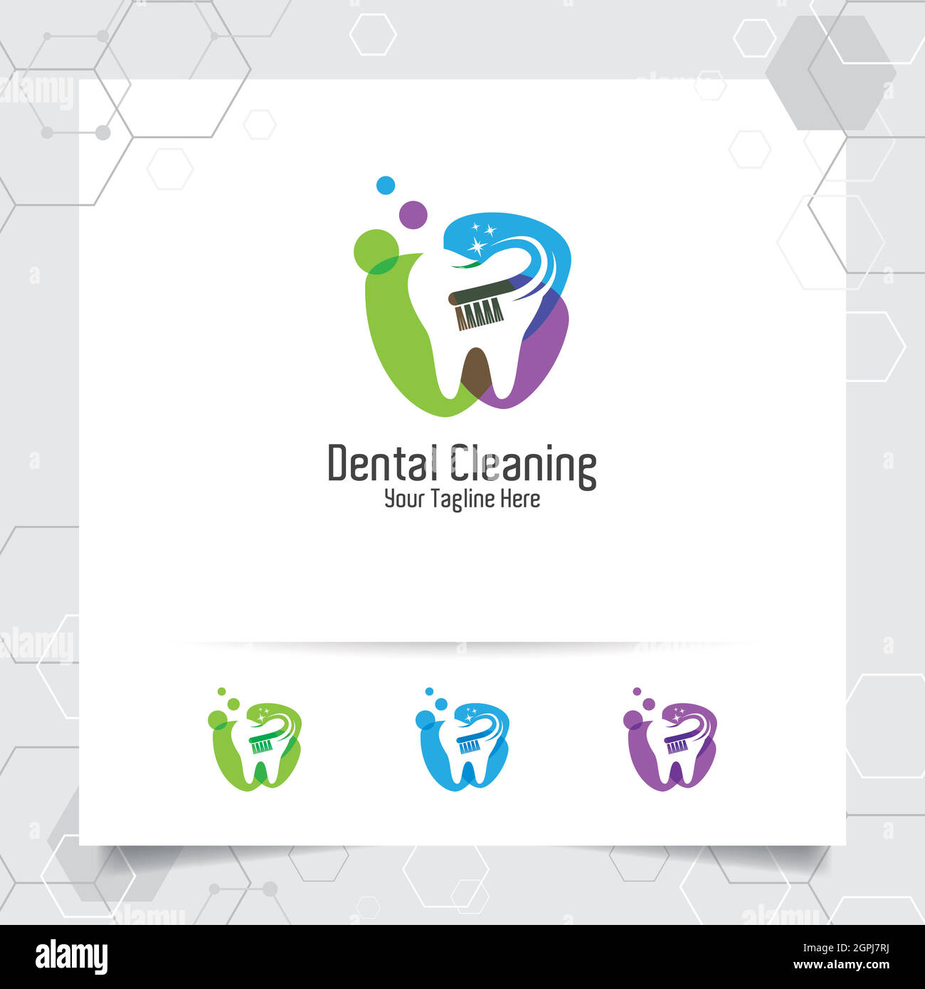 Logo dentista dentista disegno vettoriale con concetto di spazzolino da denti e icona dente . Cura dentale per l'ospedale, il medico, la clinica e la salute. Illustrazione Vettoriale