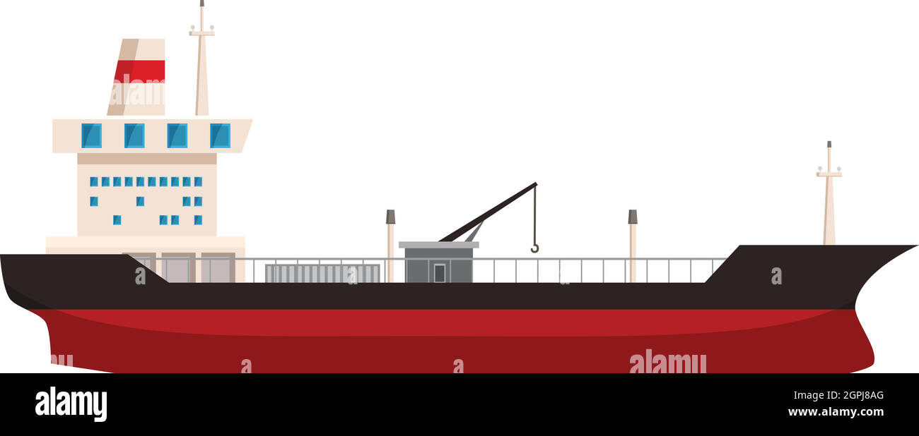 Grande nave con icona di olio, stile cartoon Illustrazione Vettoriale