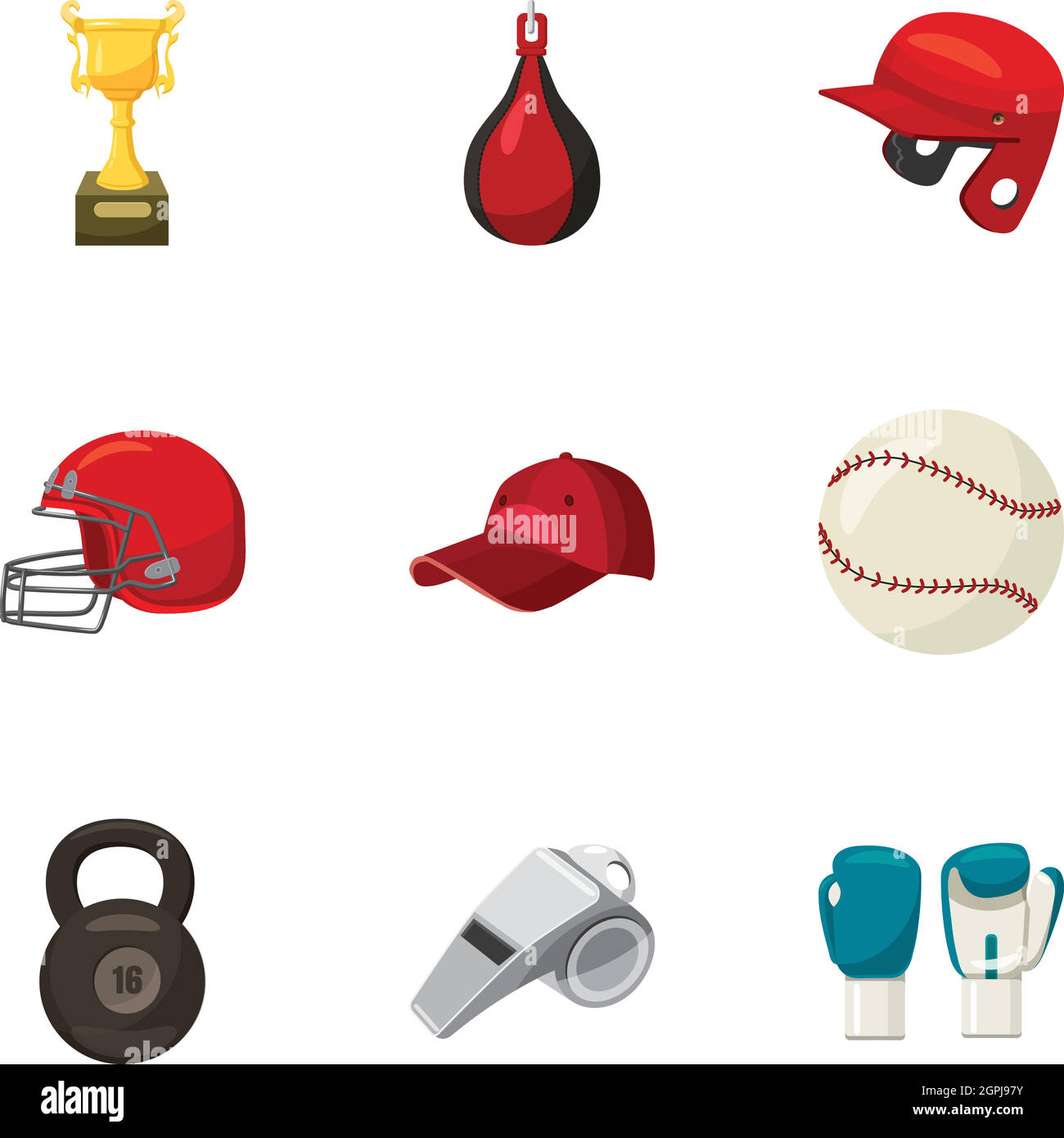 Sport training set di icone, stile cartoon Illustrazione Vettoriale