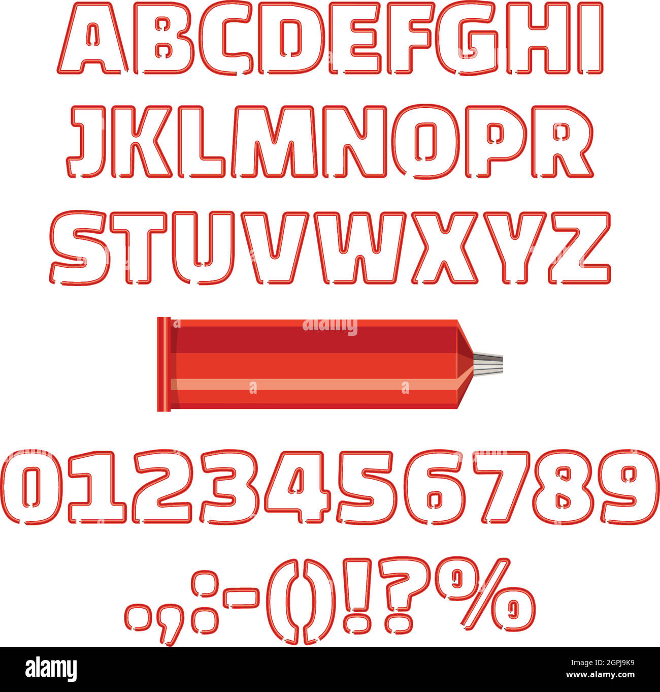 Alfabeto di tubo con numeri illustrazione vettoriale Illustrazione Vettoriale