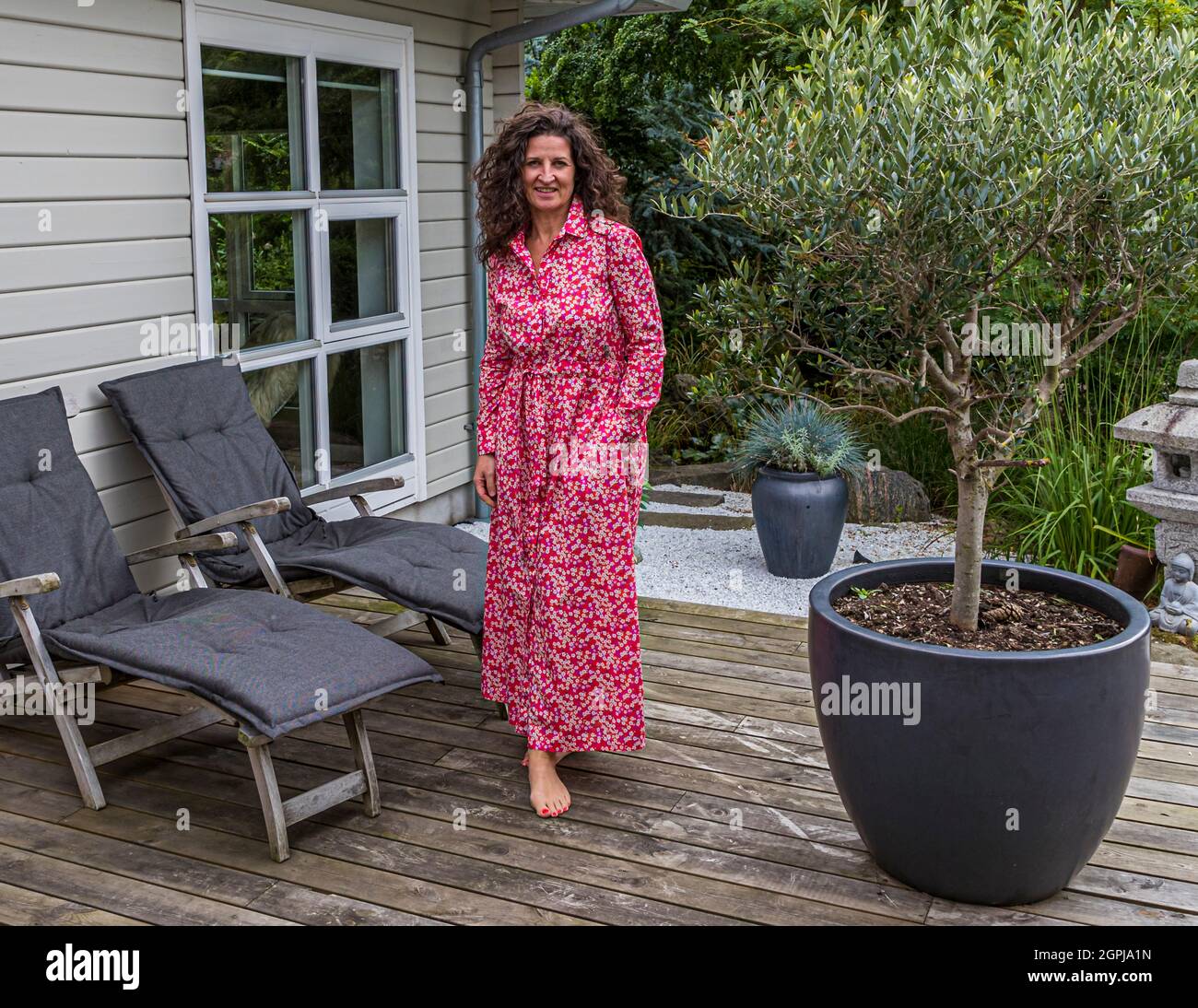 Ospite Sandra Neelmeyer - per la pausa di Campagna ha riunito i luoghi più belli e le esperienze di piacere più belle del suo paese adottato. Nyborg, Fyn, Danimarca Foto Stock