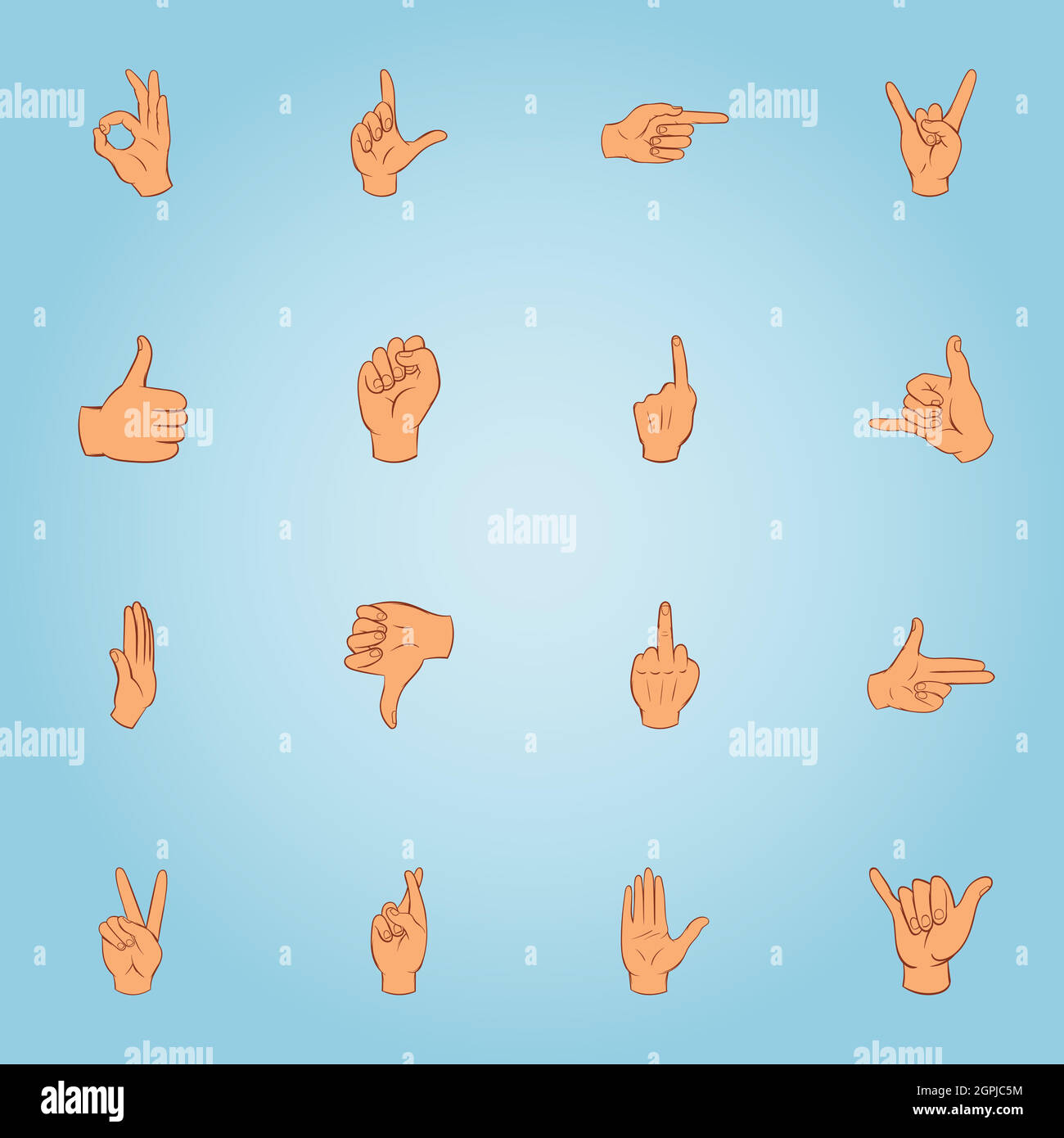 I gesti di set di icone, stile cartoon Illustrazione Vettoriale