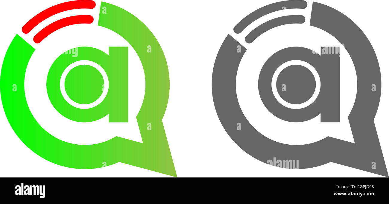 Lettera A Internet wireless nel logo del fumetto della chat Illustrazione Vettoriale