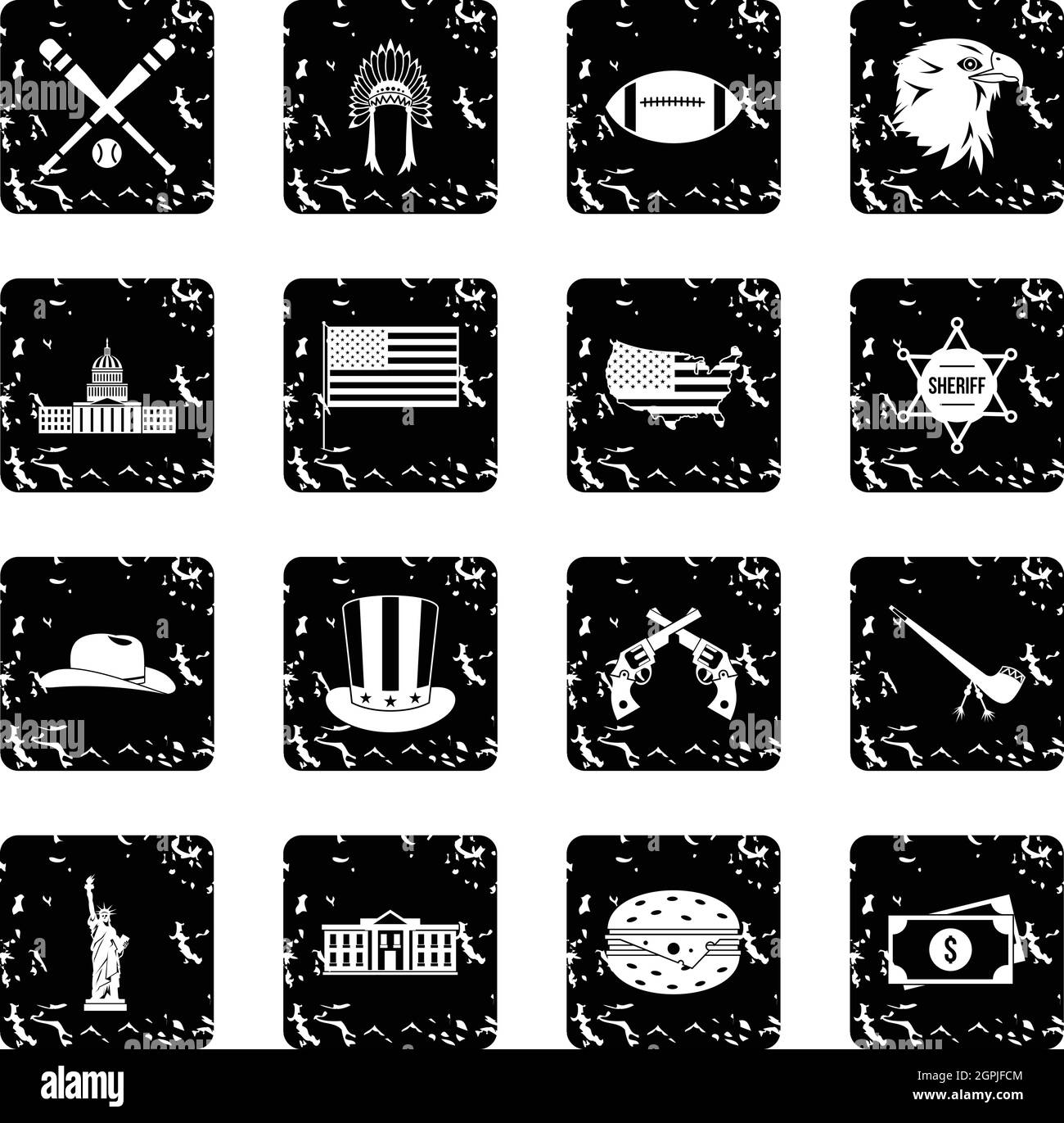 Stati Uniti d'America set icone, stile grunge Illustrazione Vettoriale