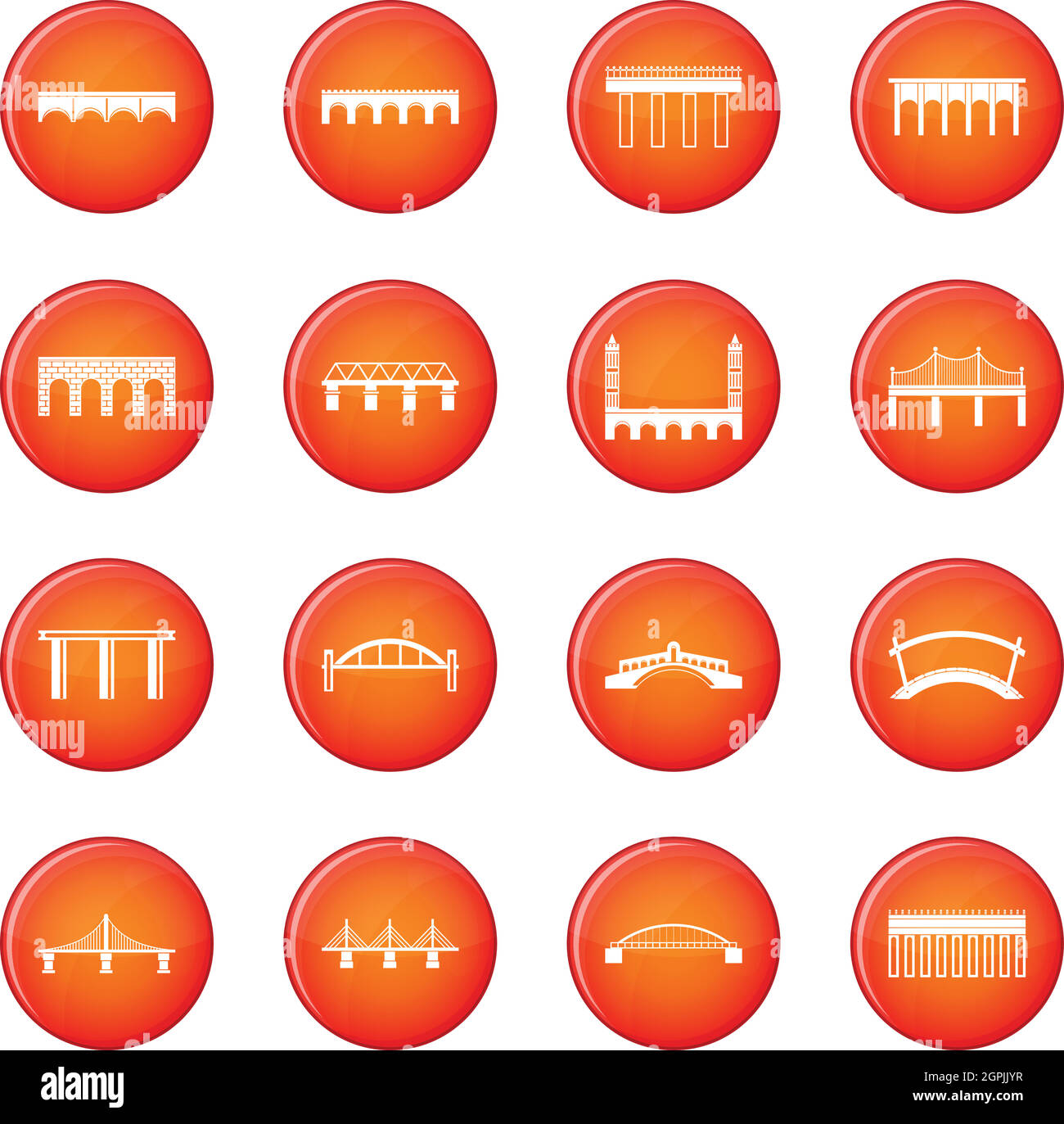 Set di icone di bridge set vettoriale Illustrazione Vettoriale