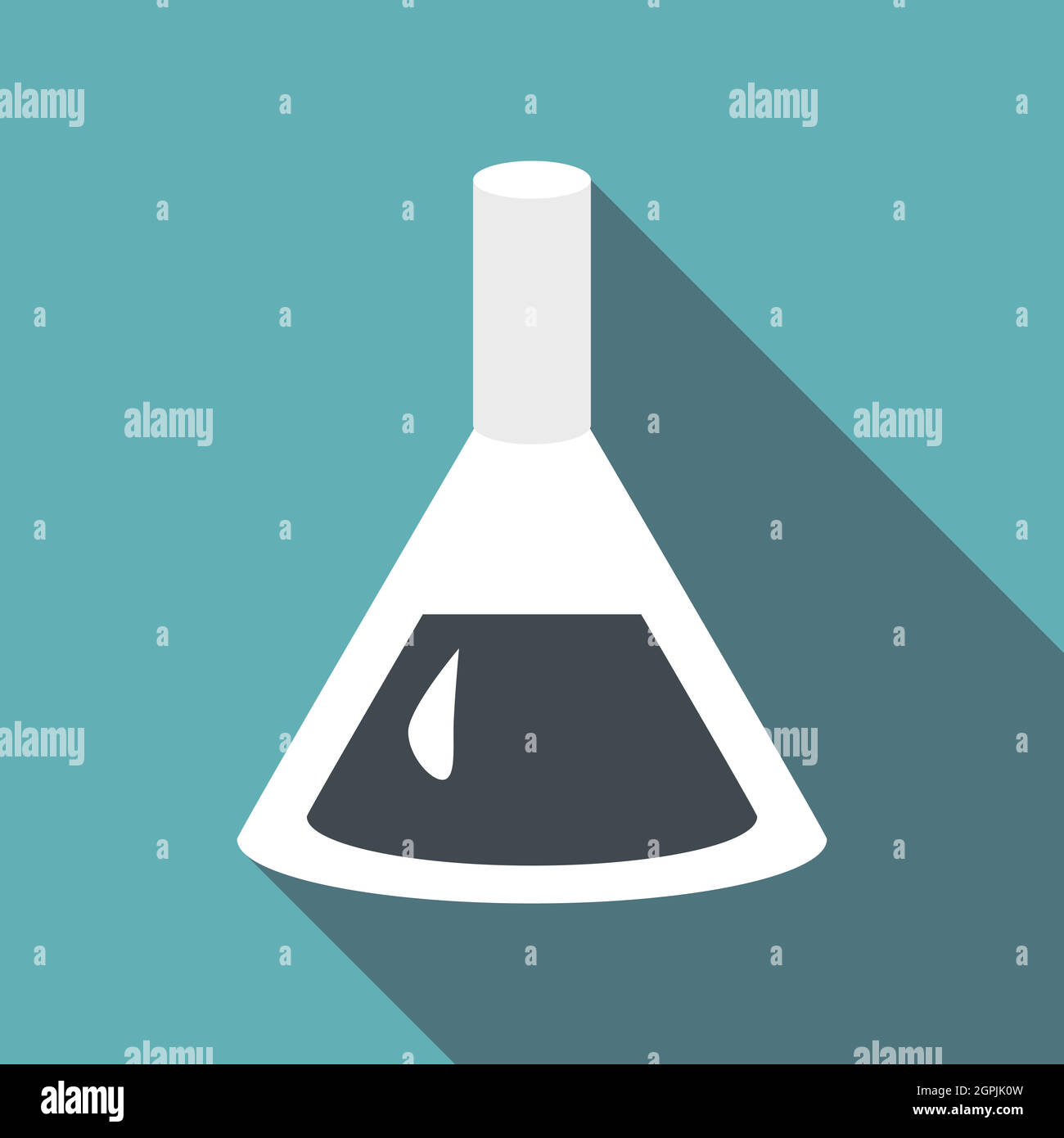 Bulbo di vetro con olio, icona di stile piatto Illustrazione Vettoriale