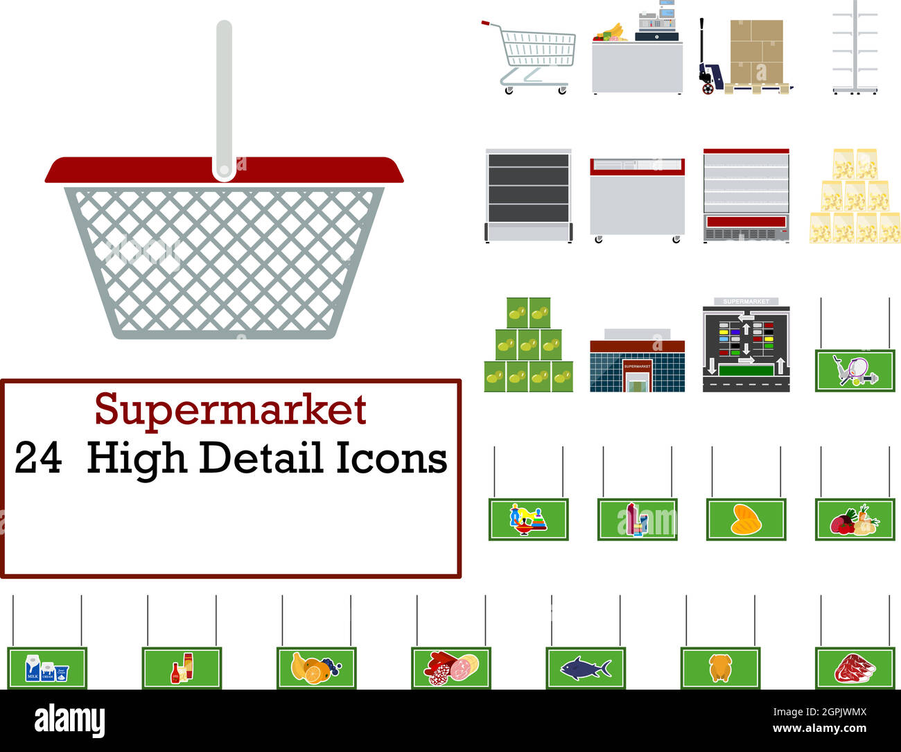 Supermercato icona impostare Illustrazione Vettoriale