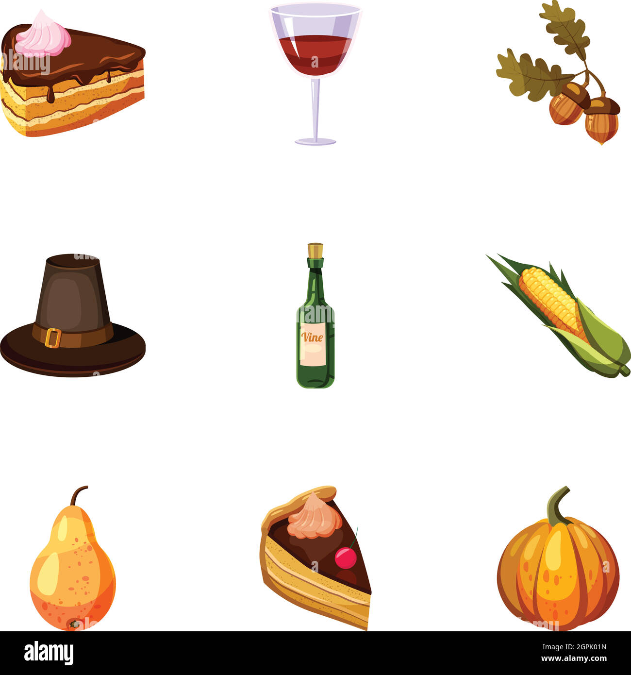 Festival d'autunno di set di icone, stile cartoon Illustrazione Vettoriale