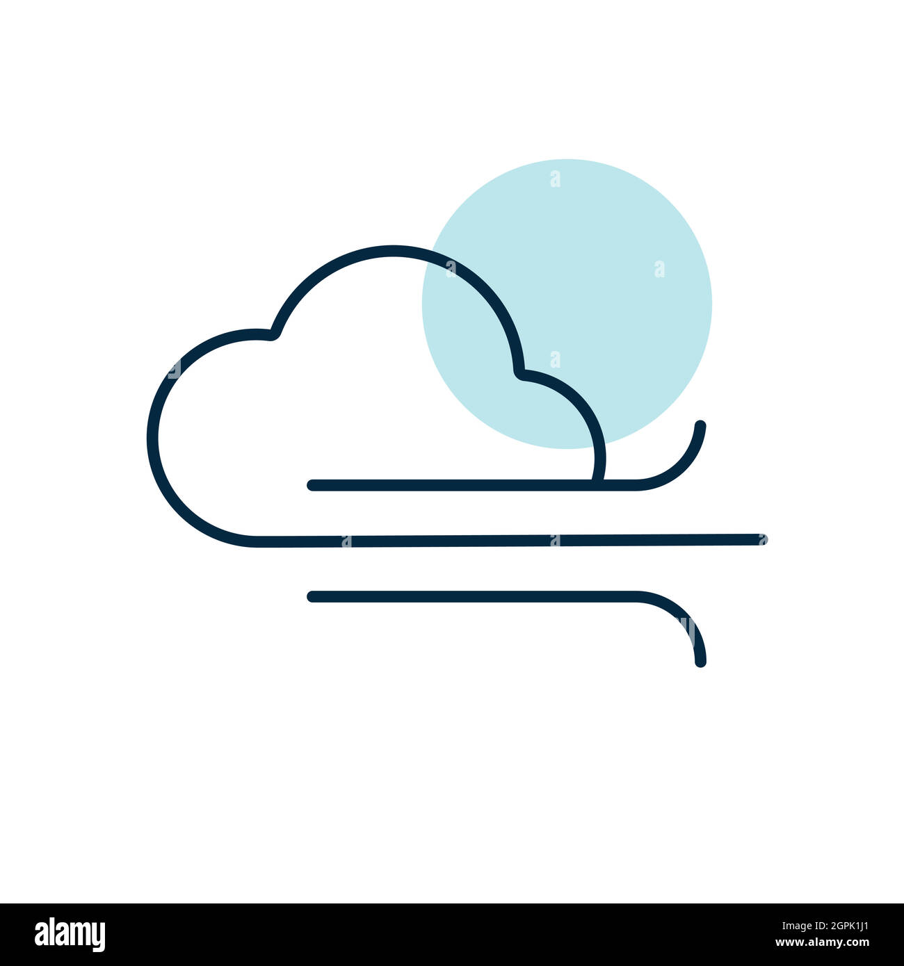 Icona vettore vento e nuvoloso. Cartello meteo Illustrazione Vettoriale