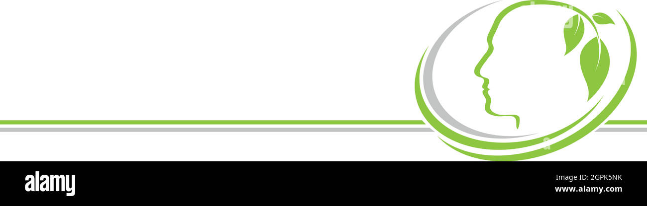 Persone, viso, testa e foglie, logo, sfondo Illustrazione Vettoriale