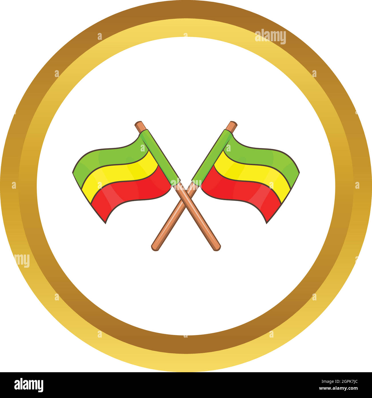 Rastafarian bandiere incrociate icona vettore Illustrazione Vettoriale