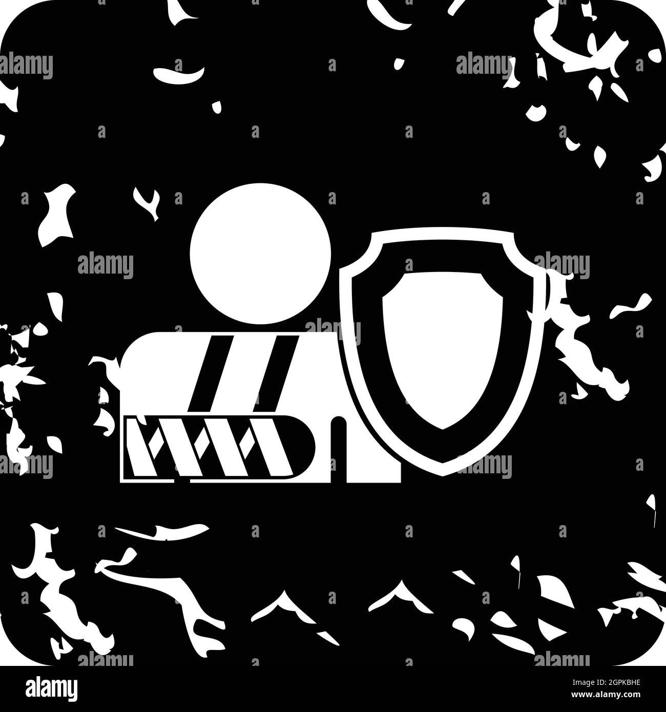 Icona della mano rotta e della protezione di sicurezza, stile grunge Illustrazione Vettoriale