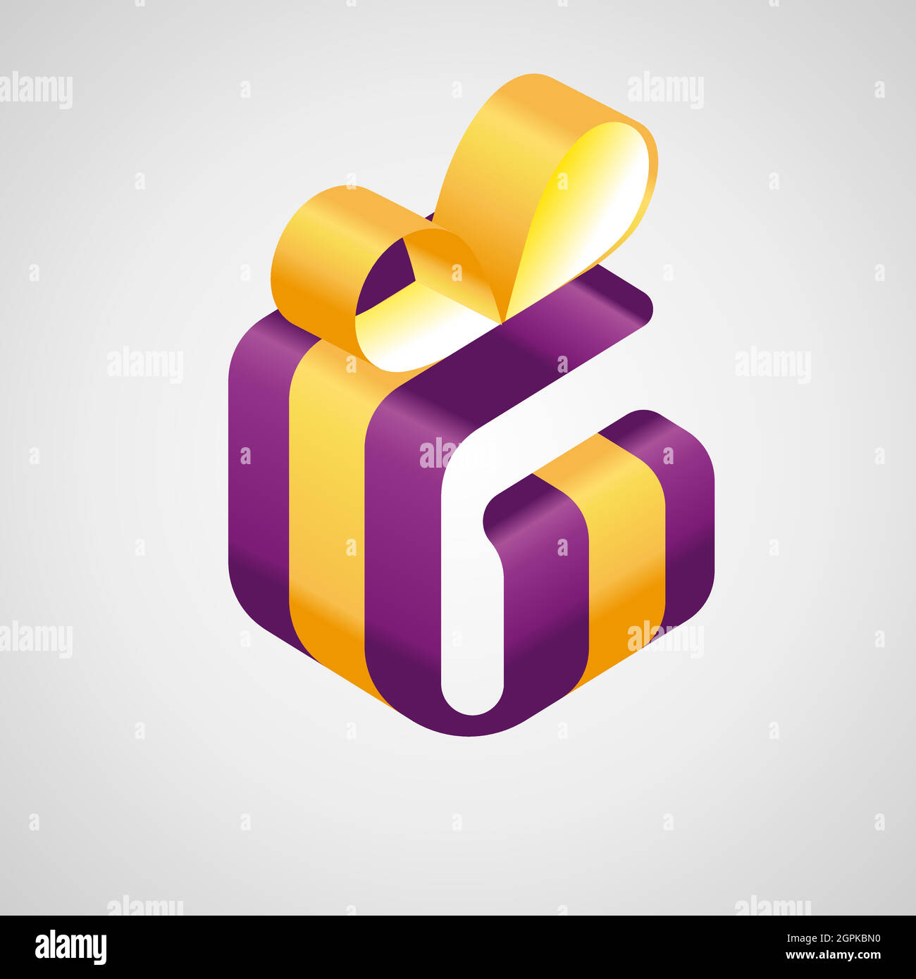 Modello di design del logo del negozio di articoli da regalo Vector. Vettore, emblema, Design Concept, simbolo creativo, icona. Inspiration segno logo una tipografia regalo viola scatola che è nella lettera G con il nastro su di esso. Illustrazione Vettoriale
