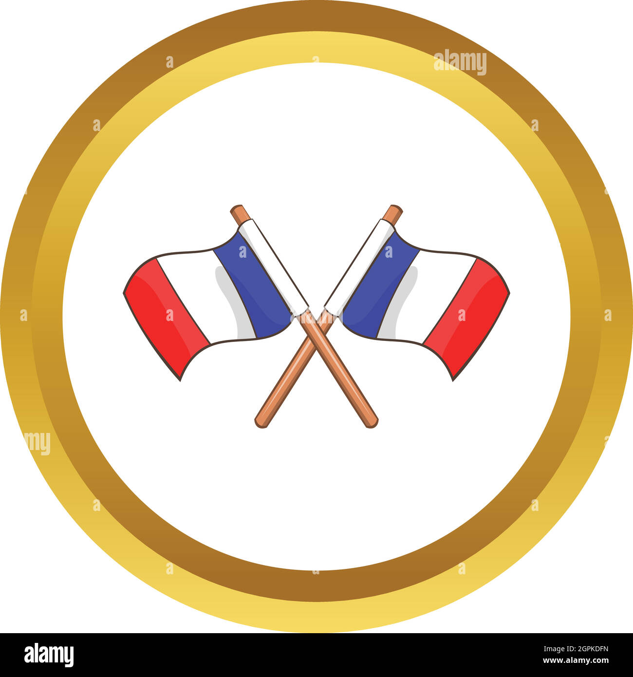Due bandiere incrociate di Francia icona vettore Illustrazione Vettoriale