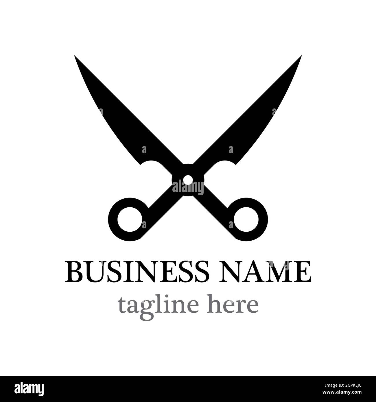 Modello di logo a forbice disegno di icone vettoriali Foto Stock