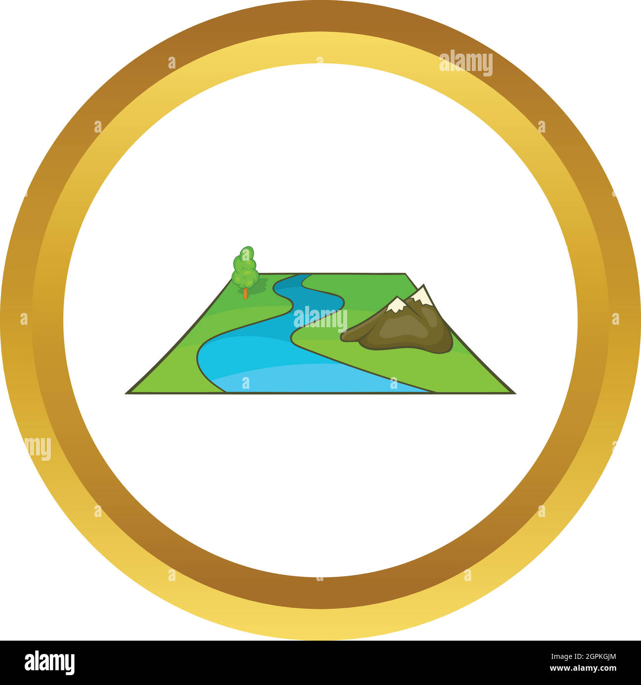 Fiume avd montagne icona vettore Illustrazione Vettoriale