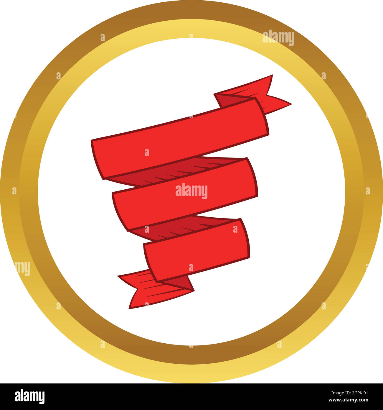 Decorativo nastro rosso icona Vettore, stile cartoon Illustrazione Vettoriale