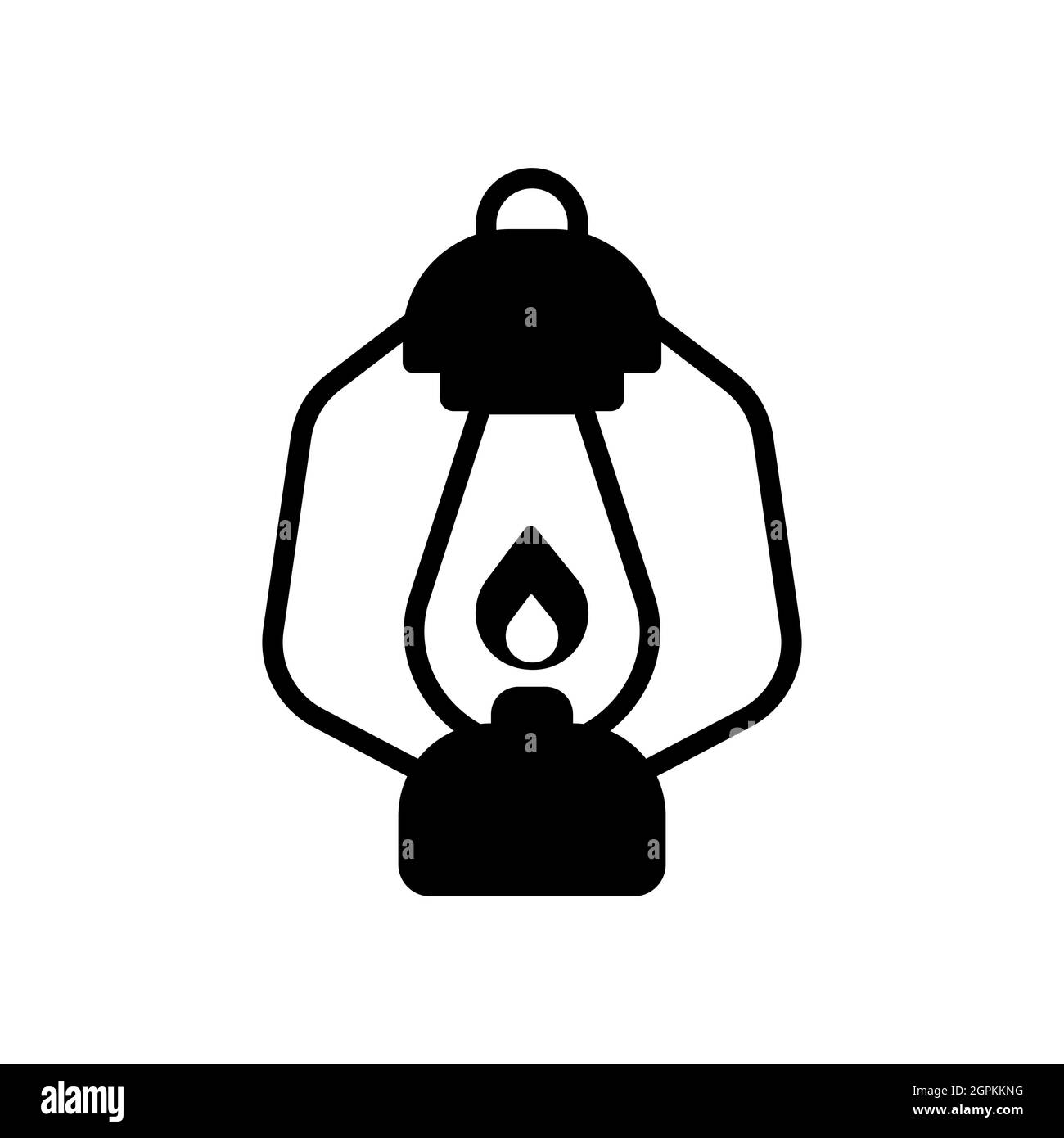 Vintage campeggio lanterna vettore glifo icona. Vecchia lampada per escursioni Illustrazione Vettoriale