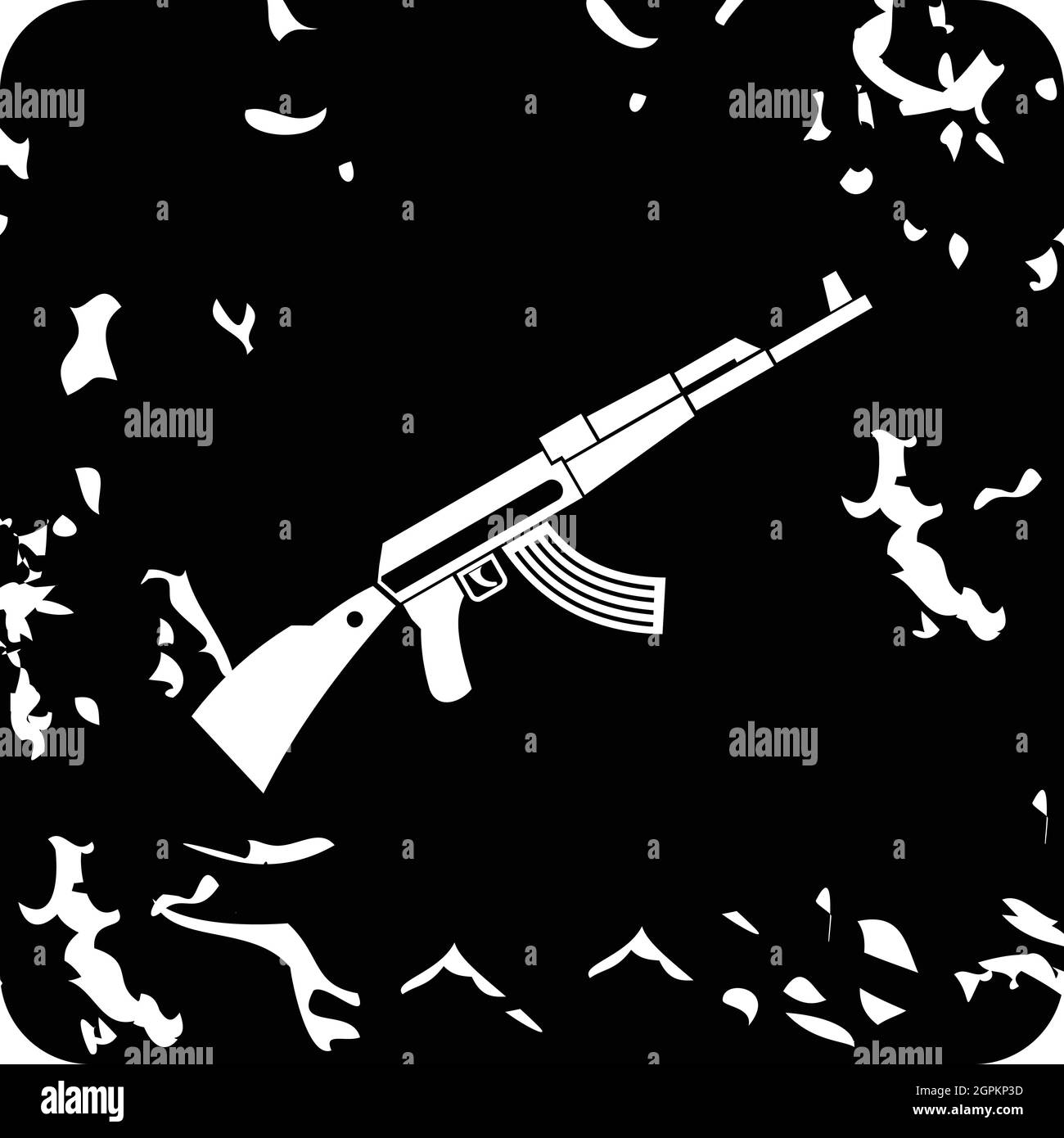 Icona della macchina Kalashnikov, stile grunge Illustrazione Vettoriale