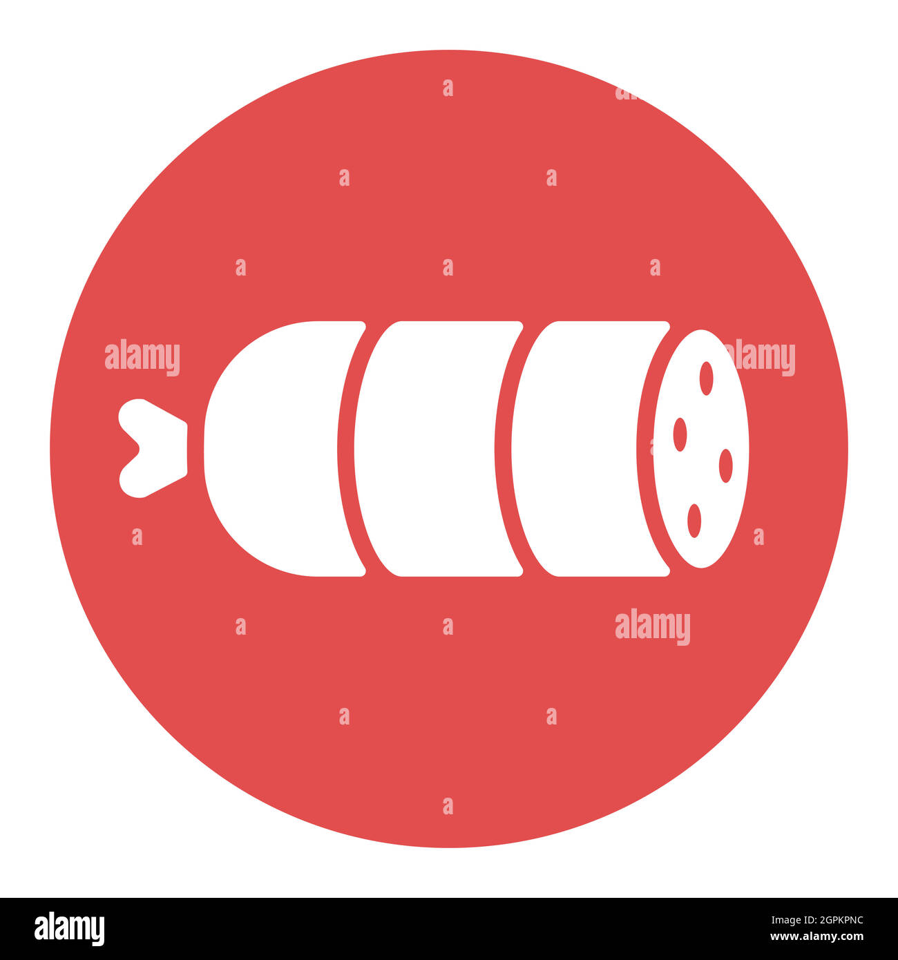 Salsiccia salame vettore bianco glifo icona. Barbecue e barbecue Illustrazione Vettoriale