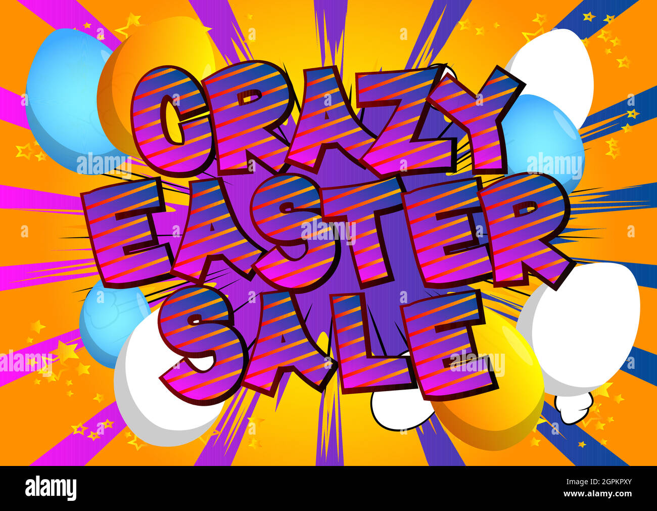 Crazy Pasqua sale - Comic libro stile vacanza testo correlato. Illustrazione Vettoriale