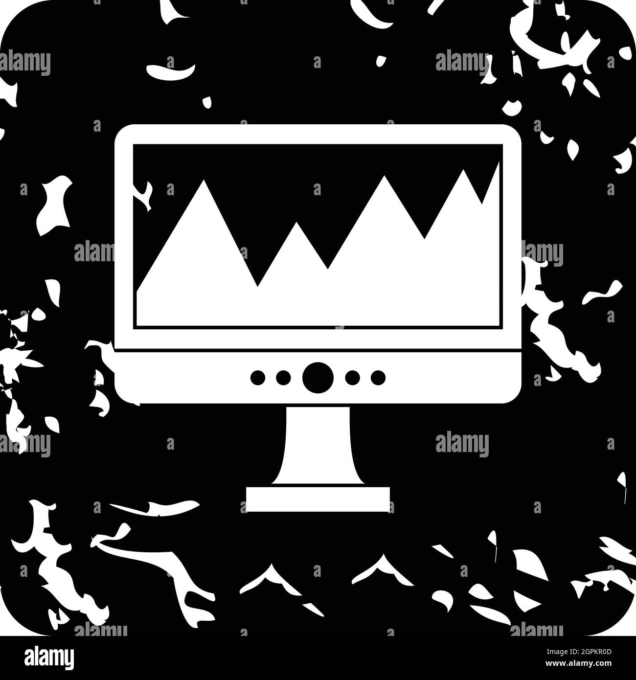 Icona del computer, stile grunge Illustrazione Vettoriale