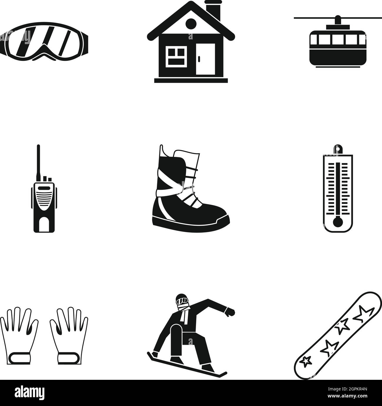 Inverno snowboard set di icone, stile semplice Illustrazione Vettoriale