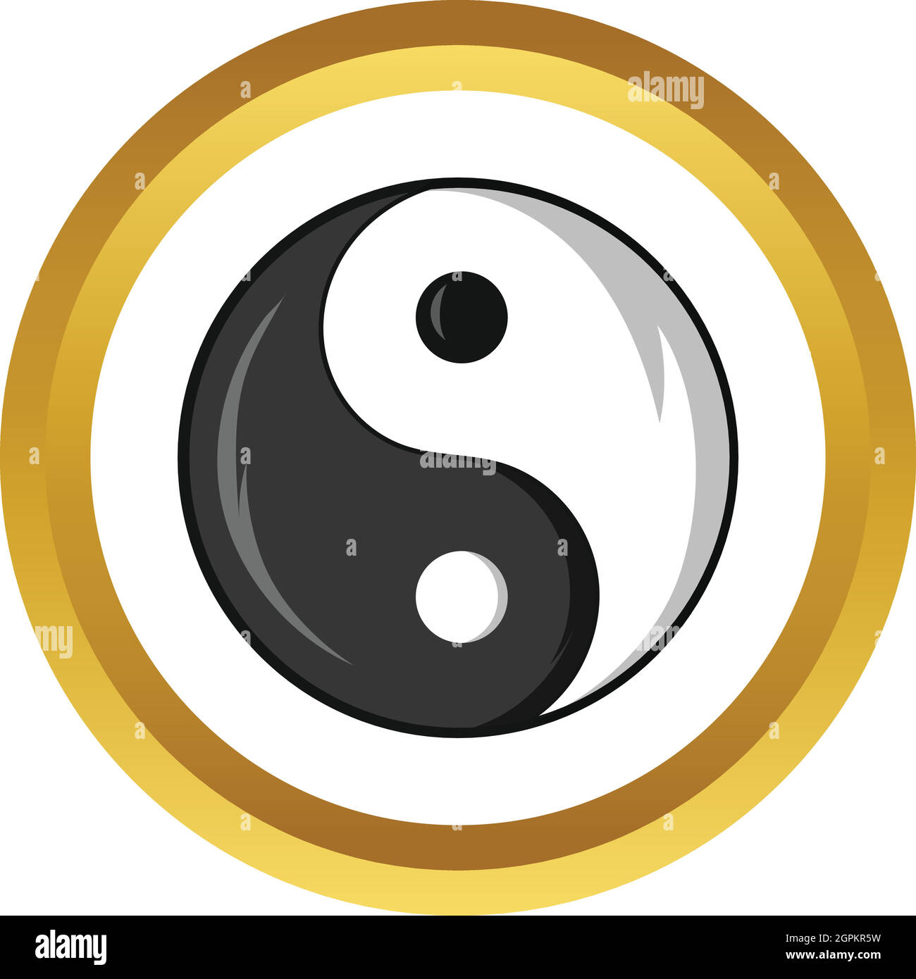 Yin e yang simbolo icona Vettore, stile cartoon Illustrazione Vettoriale