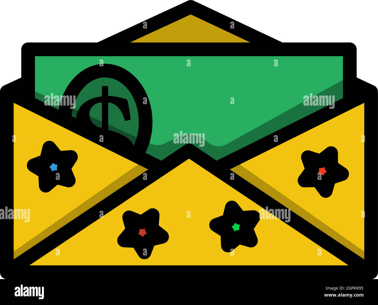 Icona del regalo di compleanno con denaro Illustrazione Vettoriale