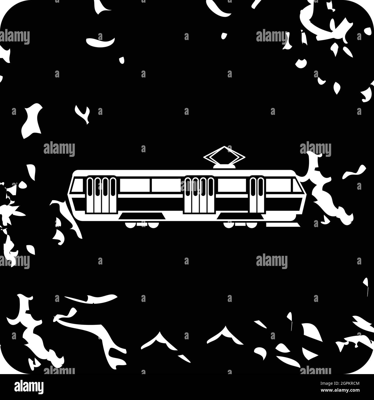 Icona del tram, stile grunge Illustrazione Vettoriale