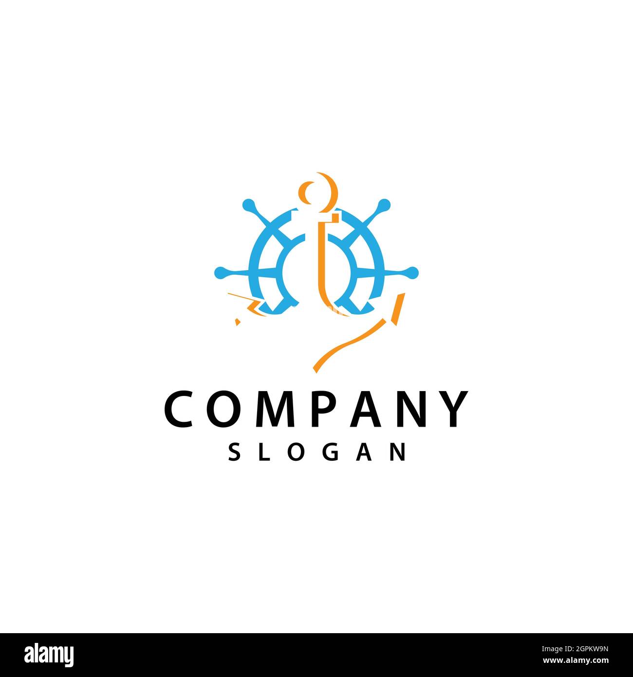 Disegno dell'icona vettoriale del modello di logo della nave da guida Foto Stock
