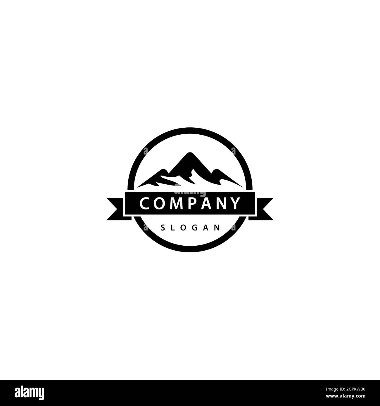 Modello di icona del logo Mountain Foto Stock