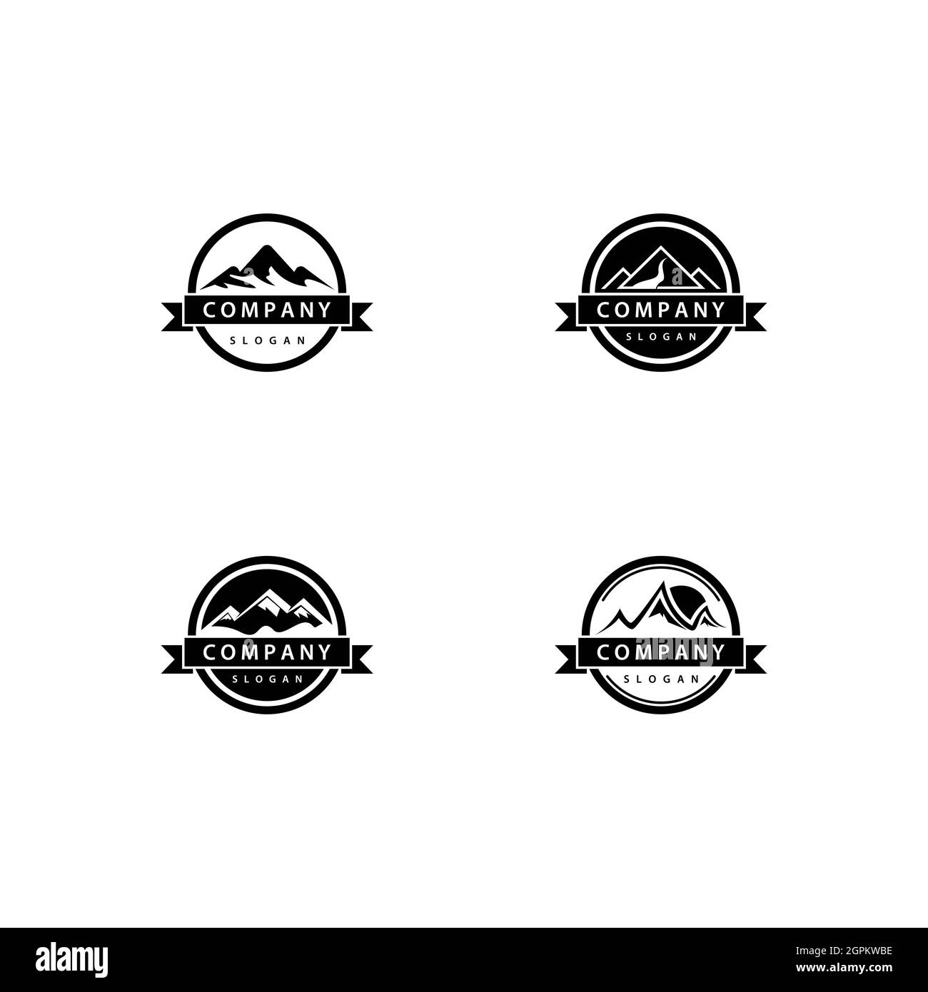 Modello di icona del logo Mountain Foto Stock