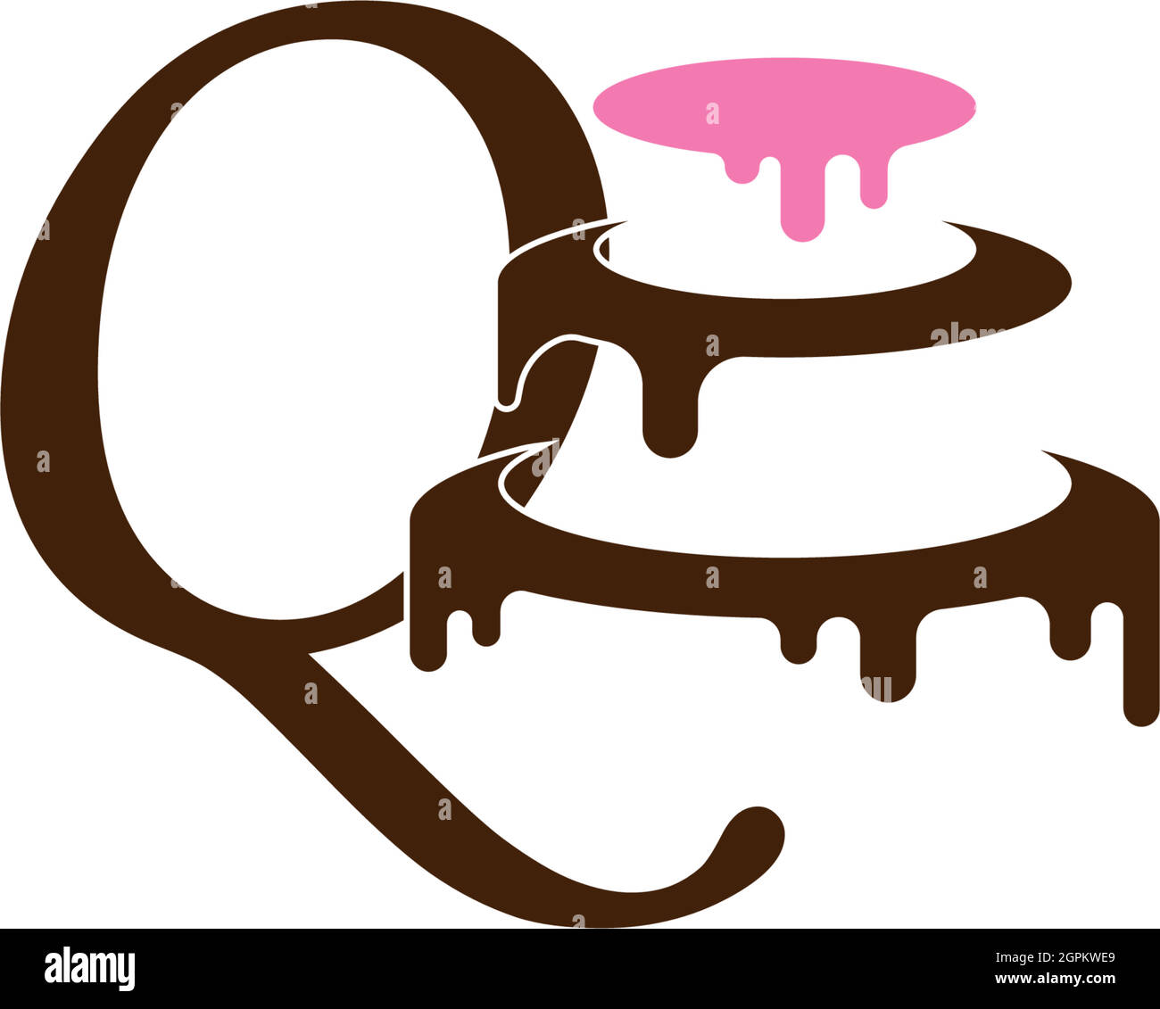 Icona lettera Q con vettore modello di disegno torta nuziale Illustrazione Vettoriale