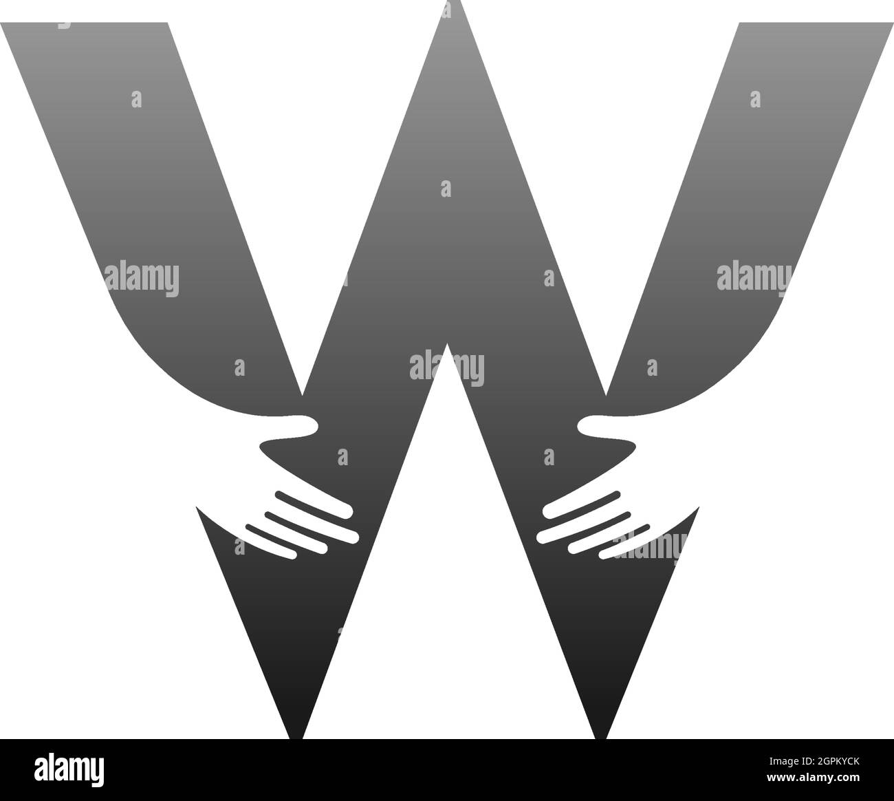 Icona con logo lettera W e modello con simbolo a mano Illustrazione Vettoriale