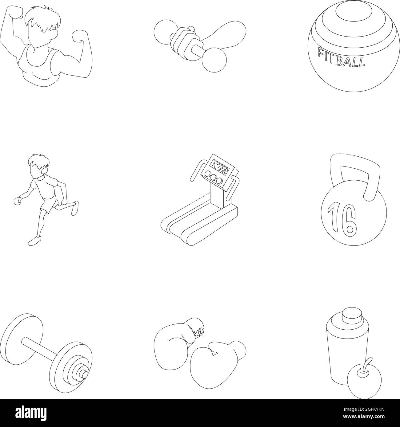 Sport set di icone di stile di contorno Illustrazione Vettoriale