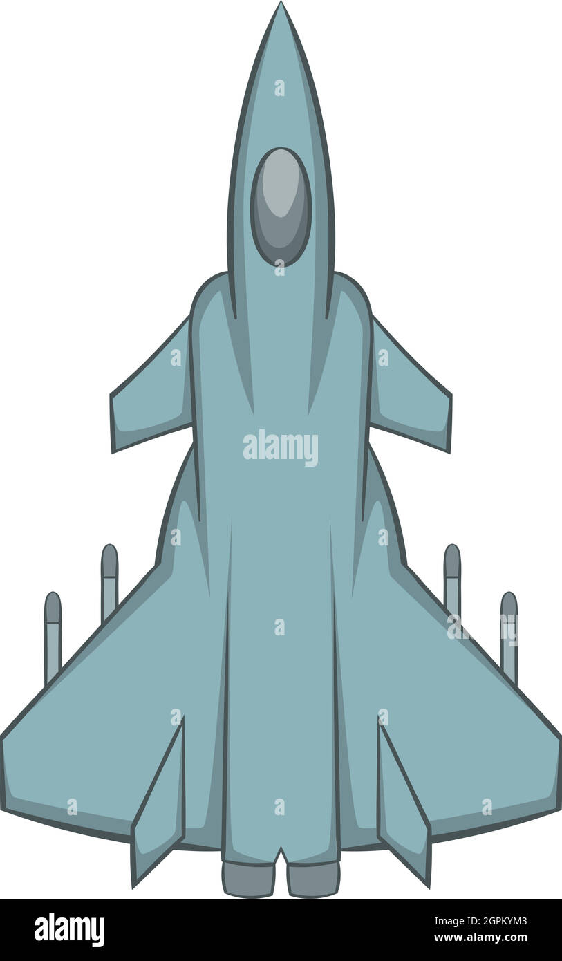 Jet militare icona, stile cartoon Illustrazione Vettoriale