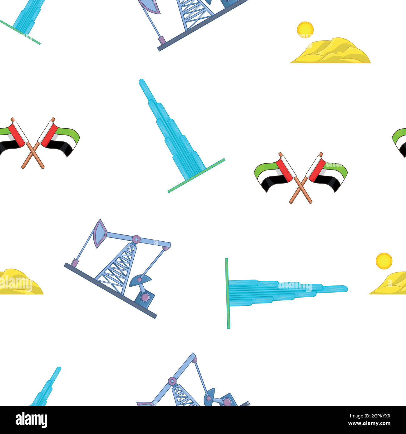 Stato della configurazione degli EMIRATI ARABI UNITI, stile cartoon Illustrazione Vettoriale