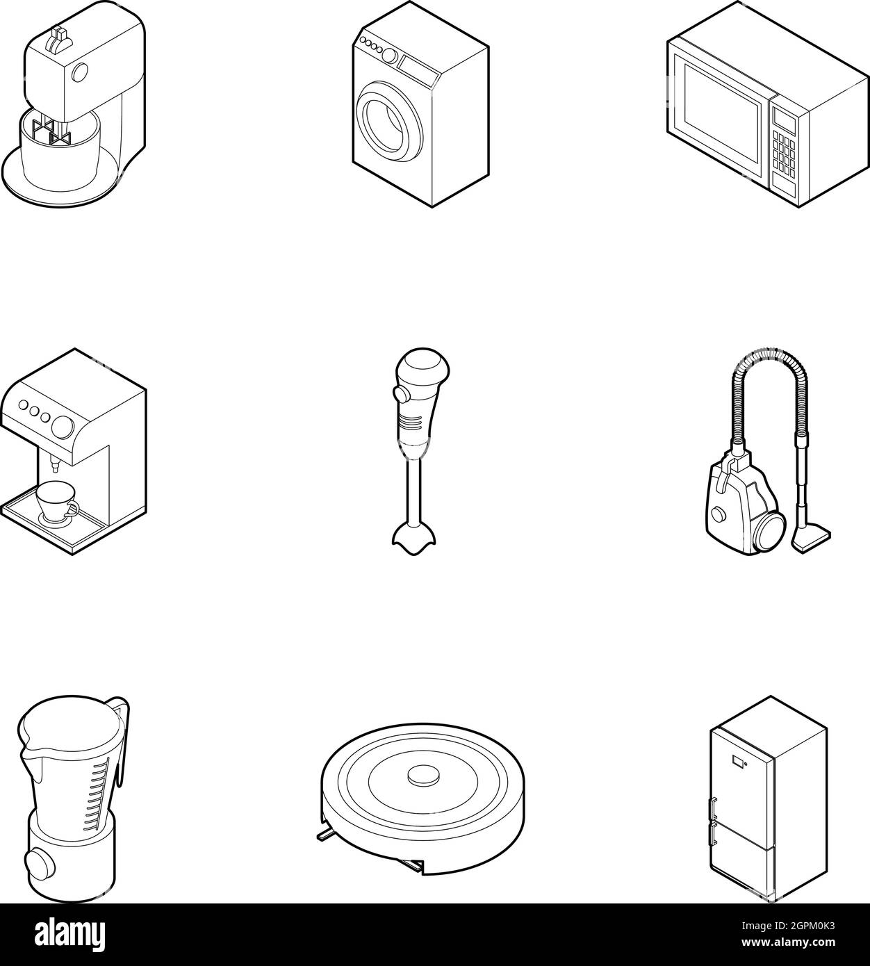 Cucina Gadget set di icone di stile di contorno Illustrazione Vettoriale