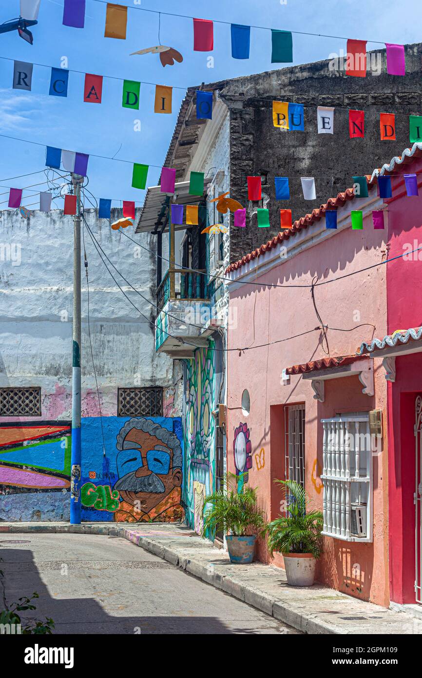 Barrios Getsemani, Cartagena de Indias, Colombia. Foto Stock